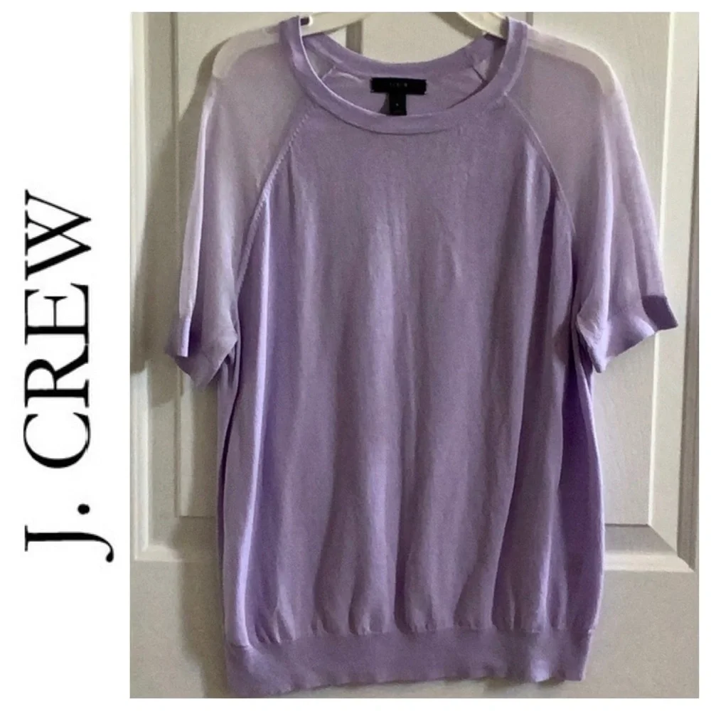 J. Crew Sheer Sleeve Crepe Sweater